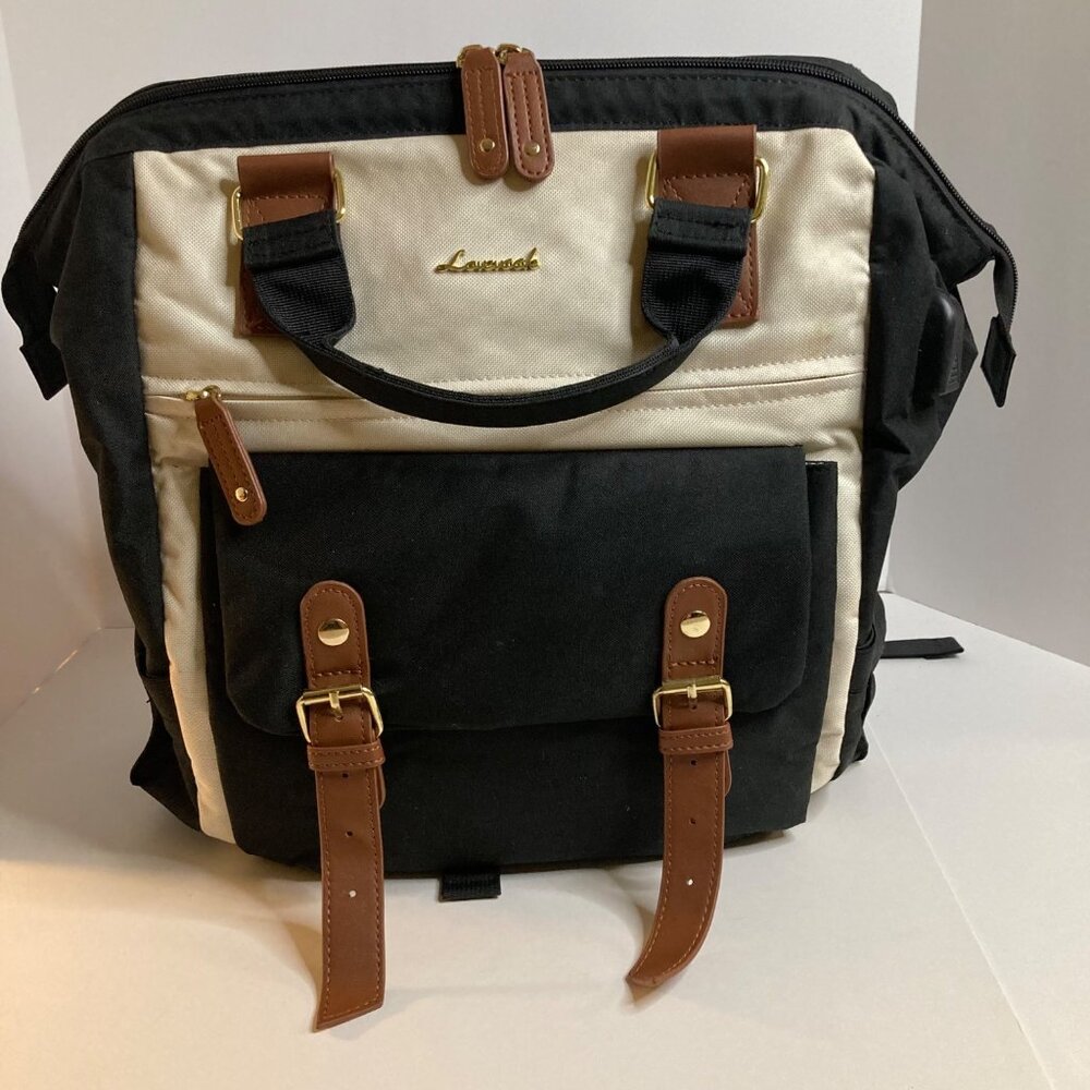Lovevook Laptop Backpack Travel‎ Black White USB Attachment 15"